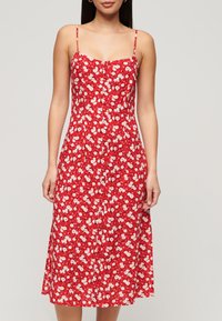 Superdry & Co PRINT BUTTON CAMI MIDI - Blusenkleid - rose ditsy print