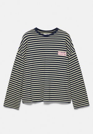 PULL&BEAR, OVERSIZE STRIPED GRAPHIC T-SHIRT - T-shirt à manches longues - dark blue