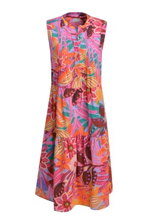MILANO ITALY, MILANO ITALY ÄRMELLOSES MIDIKLEID MIT VOLANTS UND ALL OVER PRINT - Day dress - orange