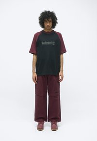 Timberland COLOUR BLOCK RAGLAN TEE - Print T-shirt - black