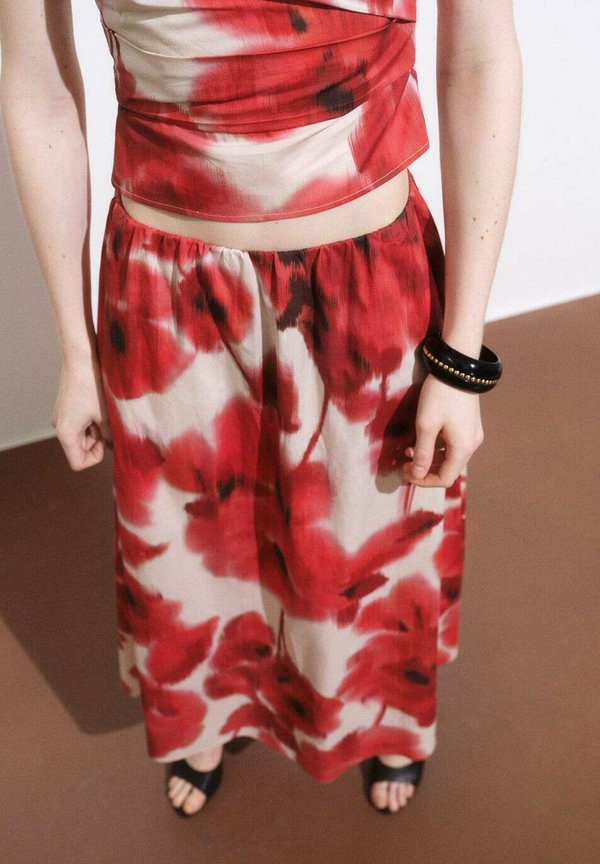 GEBLOEMDE MIDI - A-line skirt - ecru3