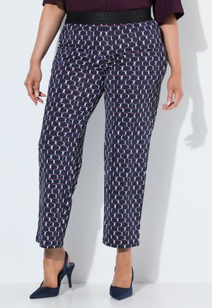 Ulla Popken GEOMETRIC PRINT ELASTIC WAIST PANTS - Bukser - dark plum