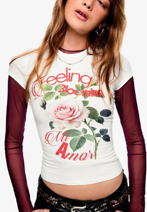 Bershka SHORT SLEEVE  - Nyomott mintás póló - white