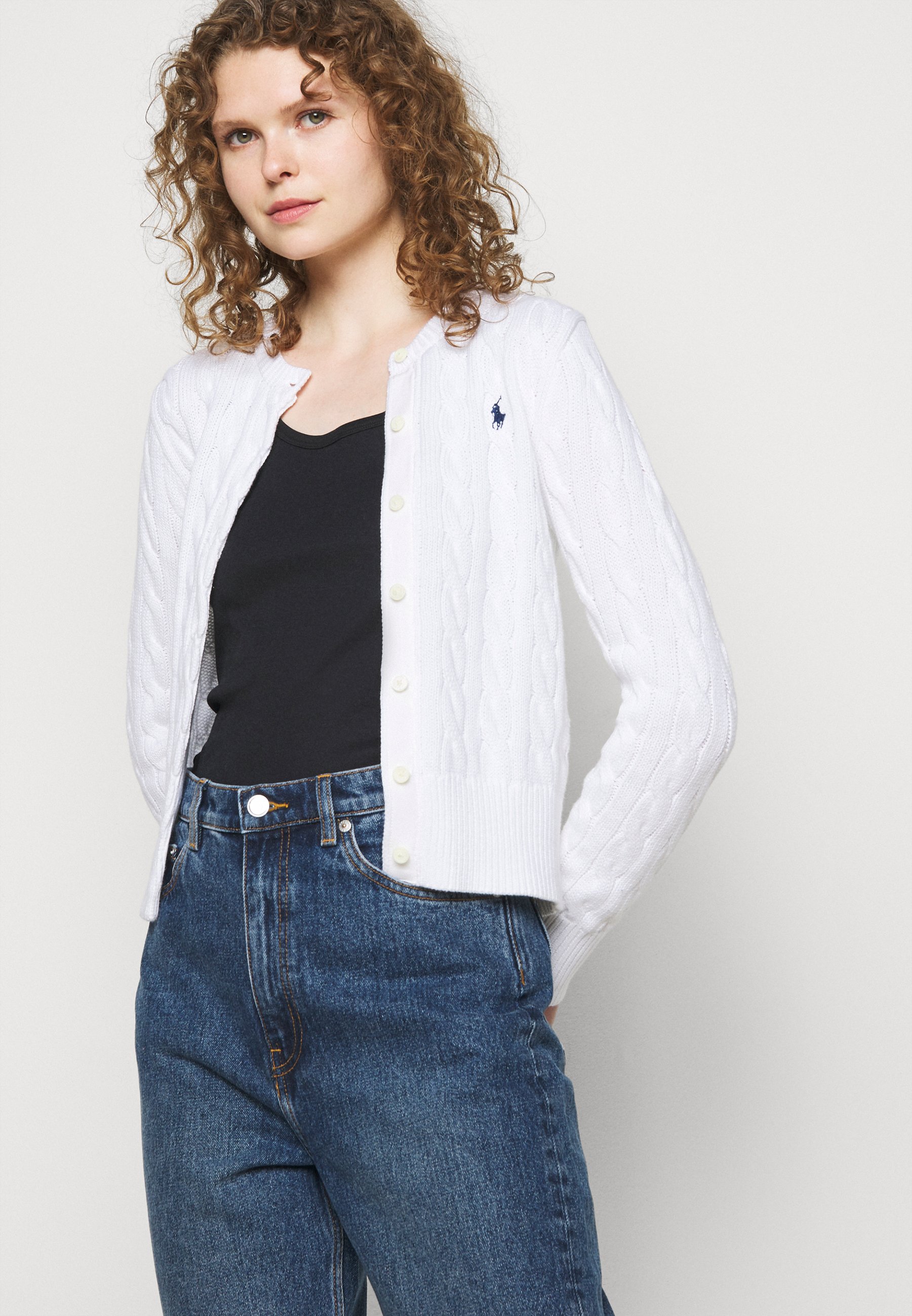 ralph lauren cable knit cotton cardigan