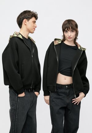 UNISEX - Bluză de molton cu fermoar - black