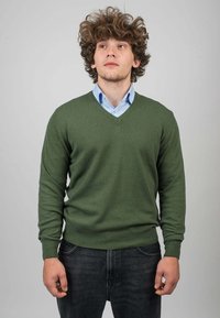 Dalle Piane Cashmere V-NECK - Strickpullover - verde khaki