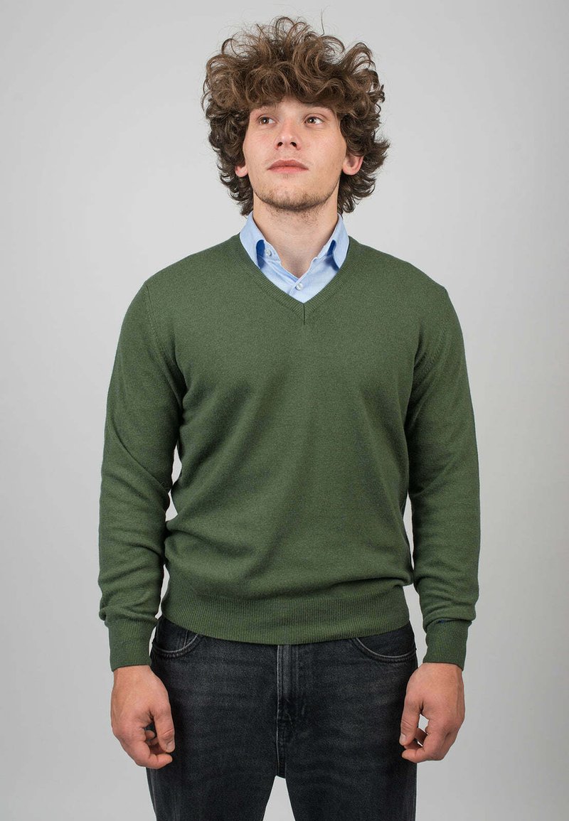 Dalle Piane Cashmere V-NECK - Strickpullover - verde khaki