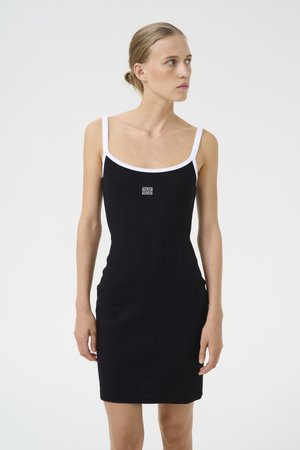 DREW CONTRAST LOGO DRESS - Shift dress - black
