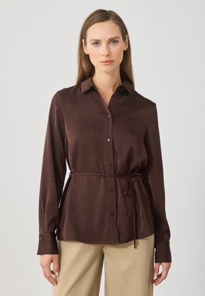 SATIN SHIRT WITH BELT - Bluza z gumbi - coffee bean
