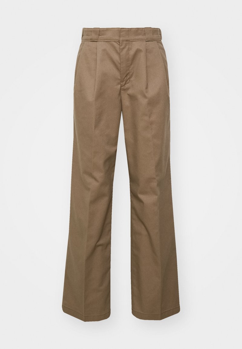 Braune, weit geschnittene Hosen aus robuster Stoffqualität. Mit vorderen Falten, einer glatten Textur und einem klassischen Bunddesign.