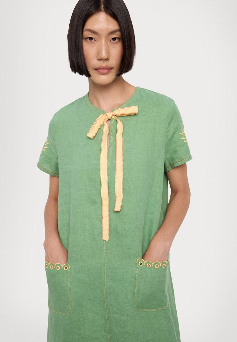 sleeper green dress Suzi Maxi Dress With Detachable Feathers in Green main image 1