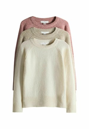 REGULAR FIT - 3 PACK CREW NECK  - Strickpullover - pink cream light brown