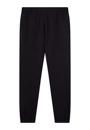 Schwarze Sporthose aus weich stoff, mit elastischem Bund, schmal zulaufenden Bündchen und praktischen Seitentaschen.