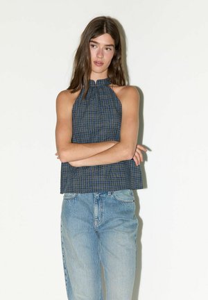 Balmohk, TOP VOLUME MAO COLLAR - Blúzka - blue ashes