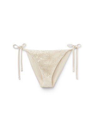 Calzedonia, SEQUIN NET STRING - Spodní díl bikin - white