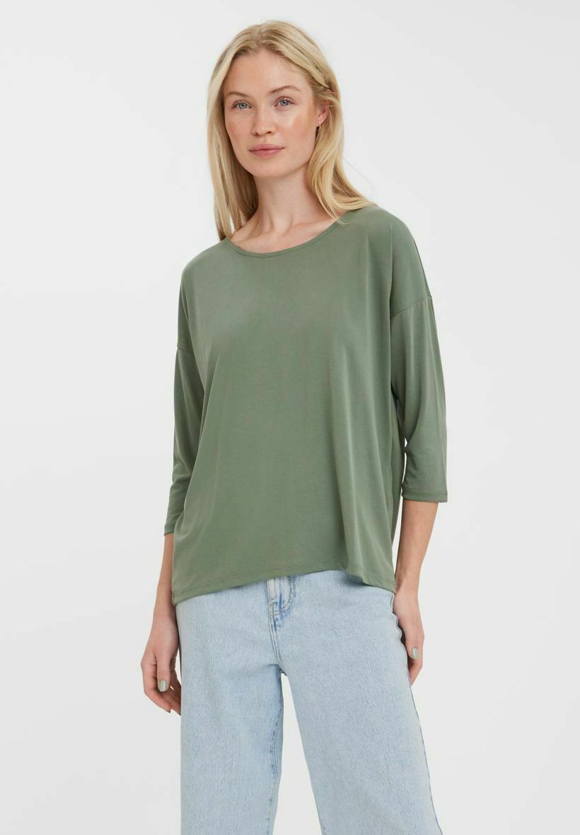 Vero Moda 3/4 ÄRMELIGES - Camiseta manga larga laurel wreath/verde jaspeado