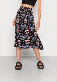 Pieces PCKAITLYN MIDI SKIRT - Saia evasé - black/blue
