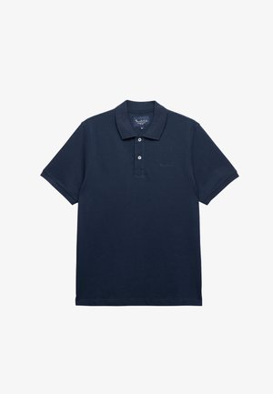Granatowa koszulka polo wykonana z bawełny. Posiada klasyczny kołnierzyk, krótkie rękawy, zapięcie na dwa guziki oraz subtelne logo na piersi.
