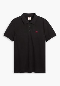 Černé polo tričko vyrobené z bavlny, se límečkem, třemi knoflíky a malým červeným logem Levi's na levé hrudi.