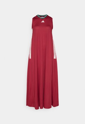 adidas Sportswear TIRO 3 STRIPES - Jersey dress - collegiate burgundy/white/dark green