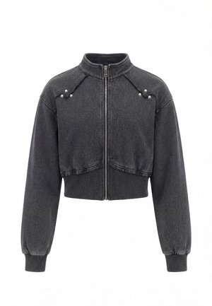 myMo ROCKS, Bluză de molton cu fermoar - grey stone wash