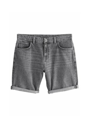 Szare dżinsowe szorty z podwiniętym dołem, wyposażone w dwie przednie kieszenie oraz klasyczny design z pięcioma kieszeniami. Wykonane z wytrzymałej tkaniny bawełnianej.