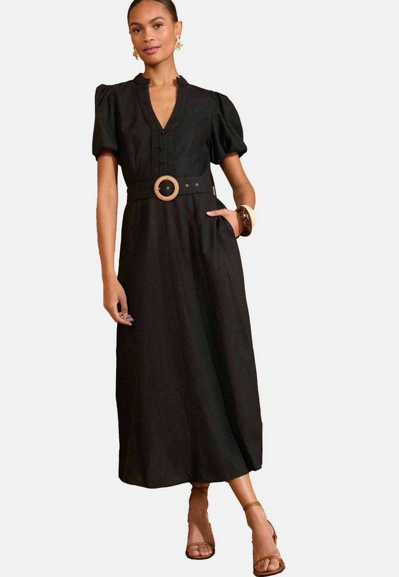 Love & Roses REGULAR FIT - V-NECK PUFF SLEEVE MIDI - Nappali ruha - black