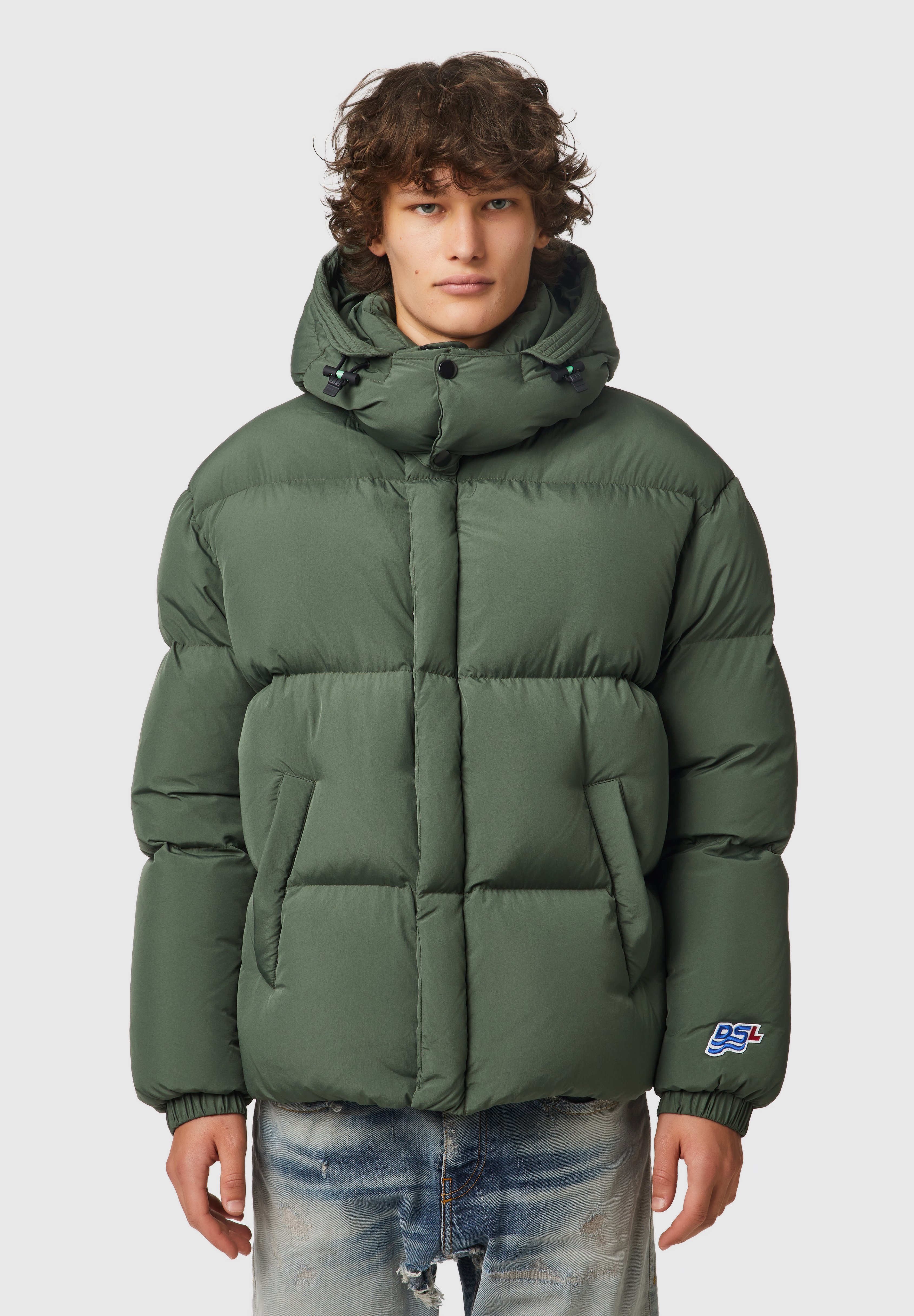 down jacket olive green