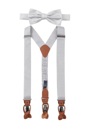 HOSENTRÄGER SET AUS 100% SEIDE - Bow tie - silber