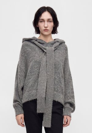 CLOSED, HOODY WITH BOW TIE - Пуловер - dark grey melange