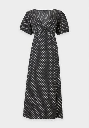 New Look Curves, CURVES POLKA DOT SHORT SLEEVE TEA MIDI - Day dress - black