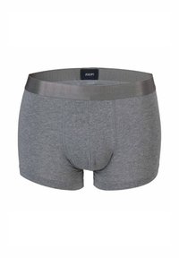 Boxer in grigio realizzati in tessuto morbido, con un cinturino scuro a contrasto sul quale è presente il logo "JOOP!". Vestibilità moderna con apertura funzionale.