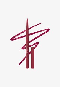 Roter Lippenkonturenstift mit schlanker, spitz zulaufender Spitze und passendem Deckel. Verfügt über eine glatte Textur und eine kräftige, leuchtende Farbe.