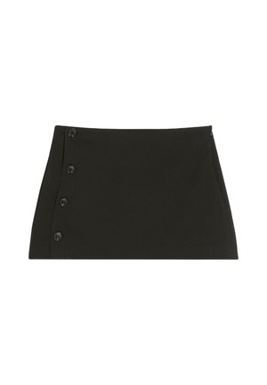 Bershka, BUTTON-FRONT - MINI SKIRT - Jupe trapèze - black