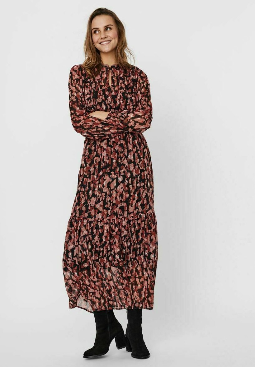 vero moda ditsy tiered maxi dress