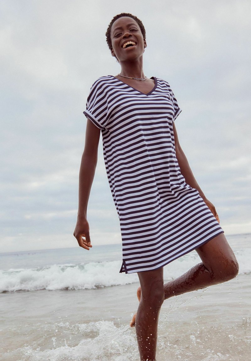 Next V-NECK CAPPED SLEEVE  - Džersio suknelė - navy white