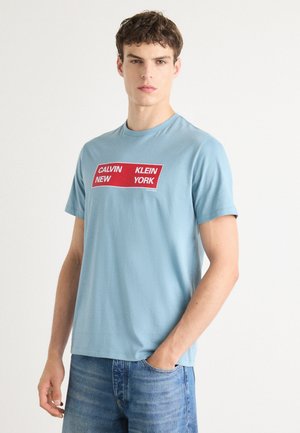 Calvin Klein Jeans BOX GRAPHIC TEE - Nyomott mintás póló - smoke blue