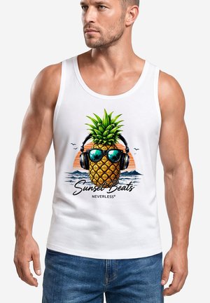 Neverless, TANKTOP HERREN MIT GRAFIK-PRINT - SUNSET BEATS - TRÄGERSHIRT - Top - weiß