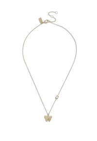 Gouden ketting met een delicate ketting en een vlindertje hanger. Voorzien van een sluiting en een verlengkettinkje voor verstelbare lengte.
