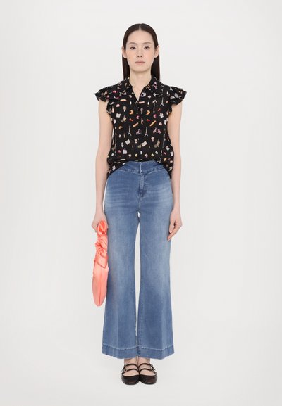 Alice + Olivia MARTEL FLUTTER BLOUSE - Skjortebluser - black