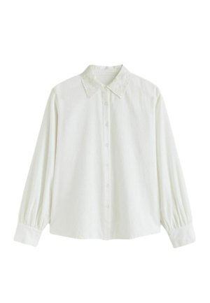 REGULAR FIT-WITH EMBROIDERED COLLAR - Skjorta - ecru