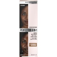 Maybelline Instant Age Rewind Perfecter trucco in una scatola di colore crema. Presenta un finish opaco, formato da 30 ml e tonalità 04 media/scura.