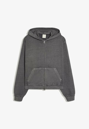 Bershka, BOXY WASHED ZIP-UP HOODIE. - Sweat zippé - dark grey