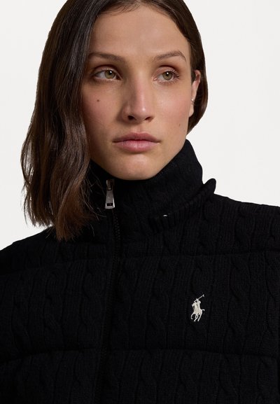 Polo Ralph Lauren CABLE KNIT HOODED DOWN COAT - Páperová bunda - black