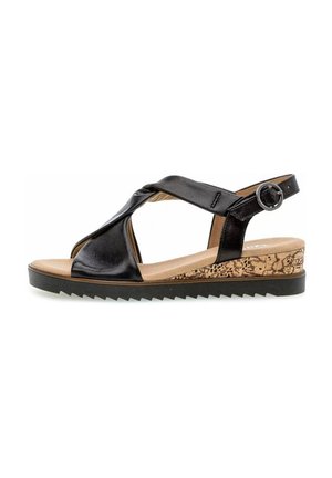 Sandalen met sleehak - schw.(korkts/schw)