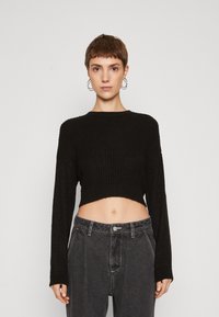 ONLY ONLMIKANI CROP STRUCTURE O NECK - Trui - black