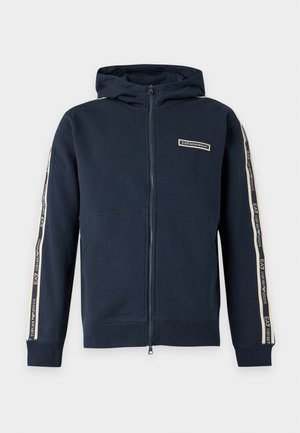 EA7 Emporio Armani, TRAIN LOGO SERIES TAPE HOODIE - Φούτερ με φερμουάρ - blue