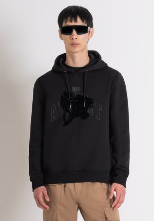 BLEND WITH FLOCK AND MATT PLASTIC PRINT - Felpa - black