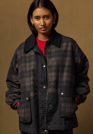 Next, PETITE FIT - CORD COLLAR HERITAGE TRENCH COAT - Light jacket - brown navy check