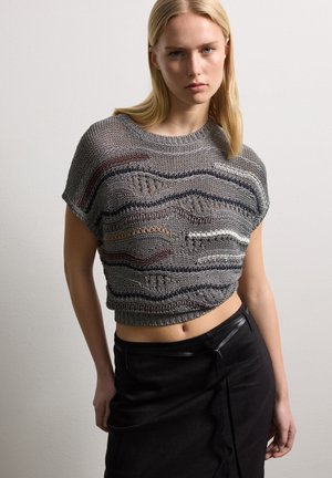 WITH CONTRASTING DETAILS - T-Shirt print - black grey